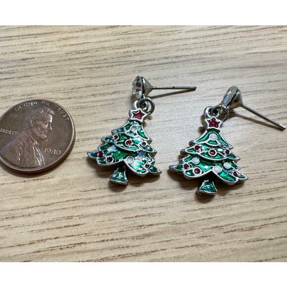 Christmas Tree Earrings *Missing Backs* - Picture 4 of 4